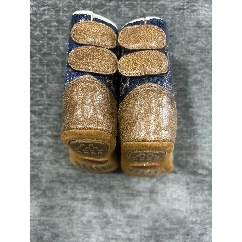 Old West Infant Baby Cowboy Boots Blue Brown Western Shoes Unisex Size‎ 3